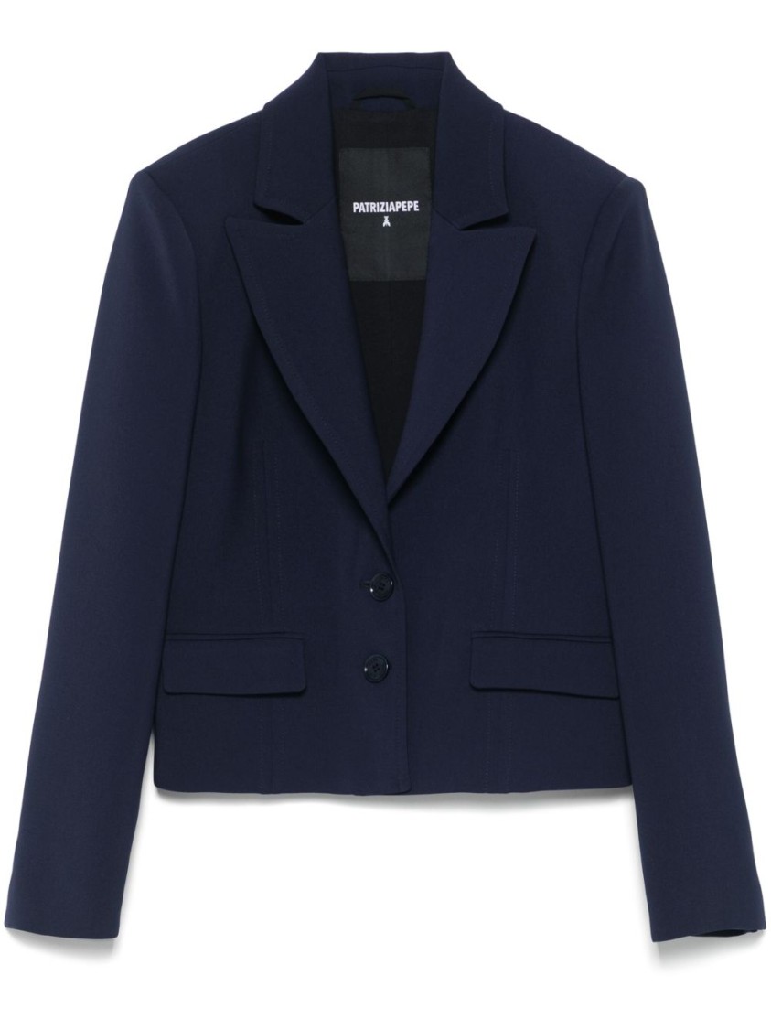 PATRIZIA PEPE PATRIZIA PEPE TAILORED NAVY BLAZER WITH STRUCTURED SHOULDERS