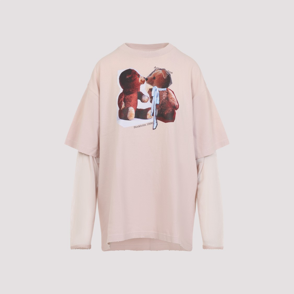 Acne Studios Pink Violet Layered T-shirt With Print In Neutral