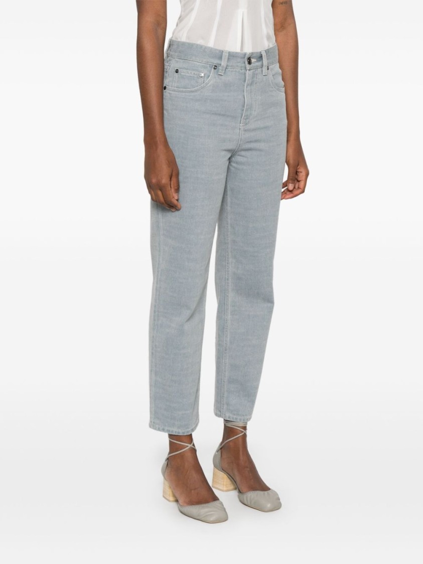 Fendi Women Denim Cotton Cropped Jeans In Blue