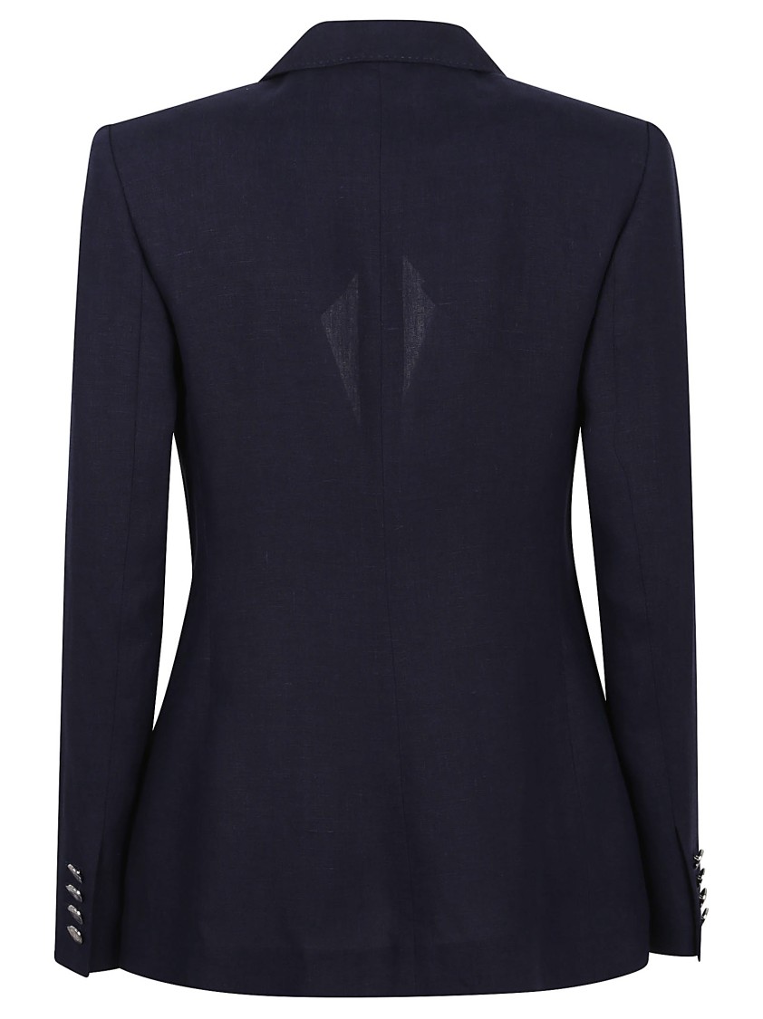 POLO RALPH LAUREN POLO RALPH LAUREN TAILORED BLUE LINEN BLAZER WITH NOTCHED LAPELS