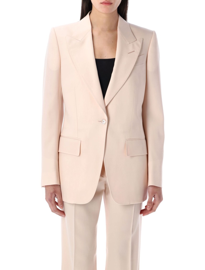 Tom Ford Single-breasted Wool-blend Blazer Jacket In Neutrals