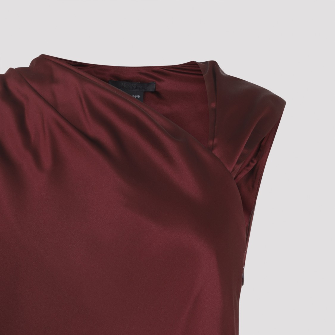 Max Mara Silk Midi Dress With Asymmetric Draped Detail In Burgundy
