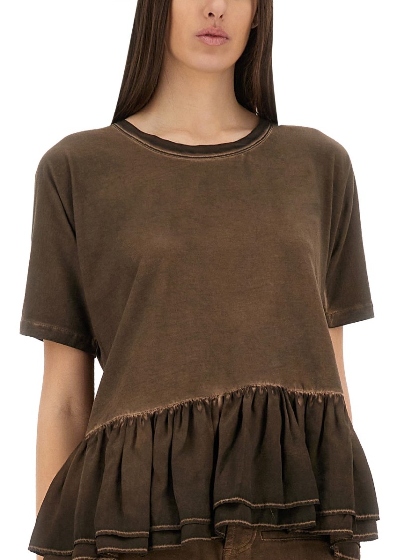 Uma Wang Round Collar And Trumpet T-shirt In Black