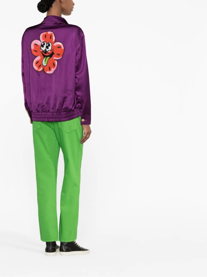 Kenzo Reversible Jacket With Striking Floral Boke Pattern In Purple