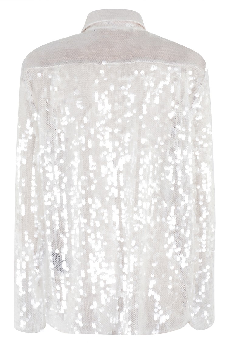 Shop Federica Tosi White Mesh Top With All-over Sequins