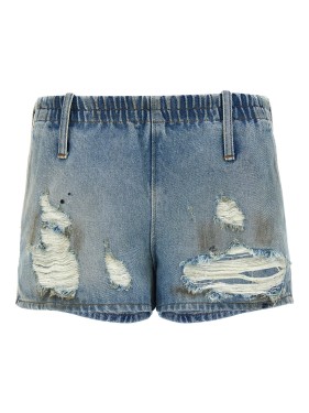 パンツ Mm6 By Maison Margiela Used-Effect Cotton Denim Shorts With Mm6 By Maison Margiela Used-Effect Cotton Denim With Elastic