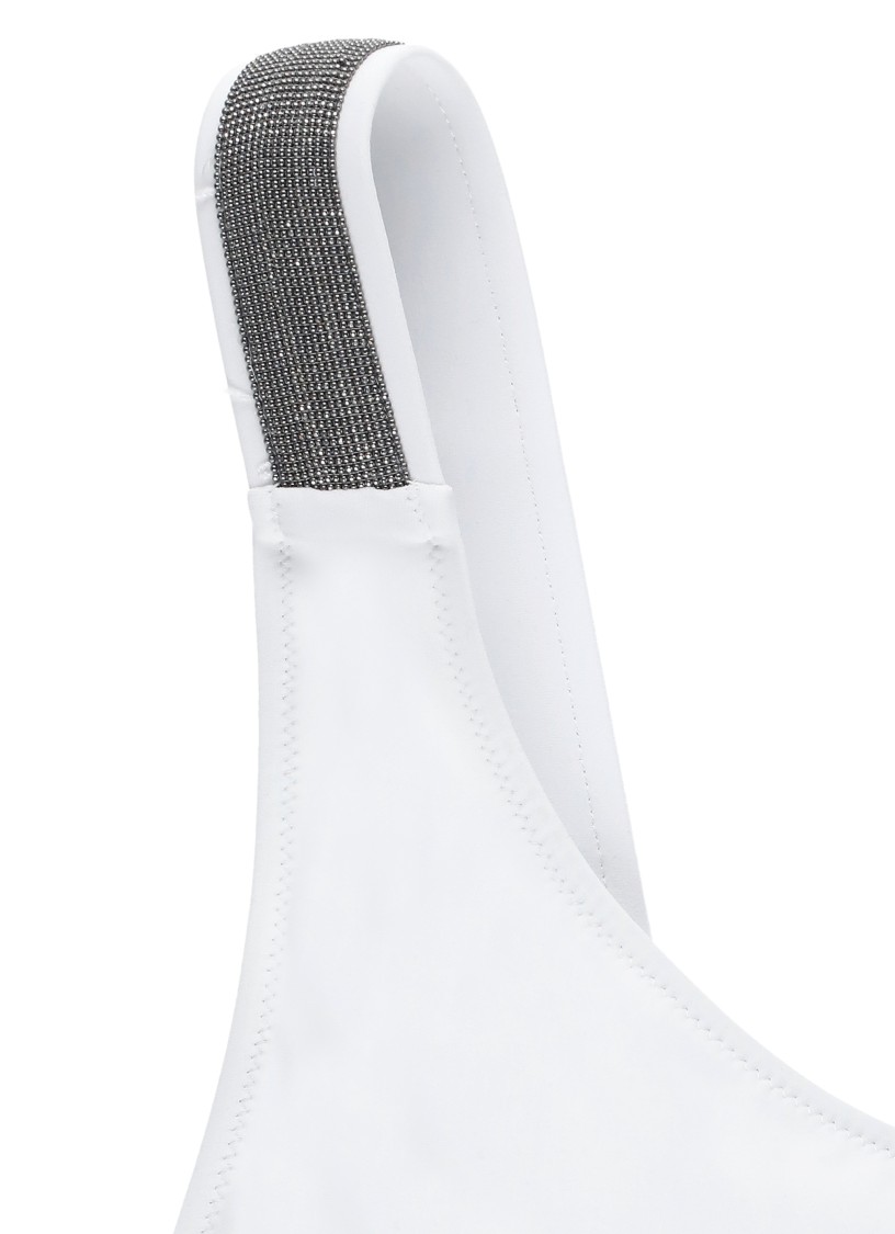 Brunello Cucinelli White Techno Jersey Precious Details One-piece Swimsuit In White