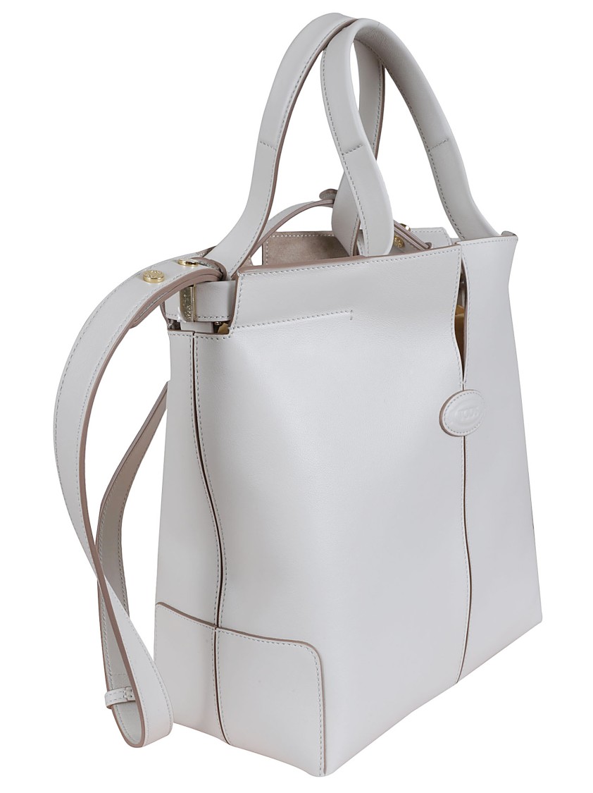 Tod's Structured Leather Shoulder Bag In White
