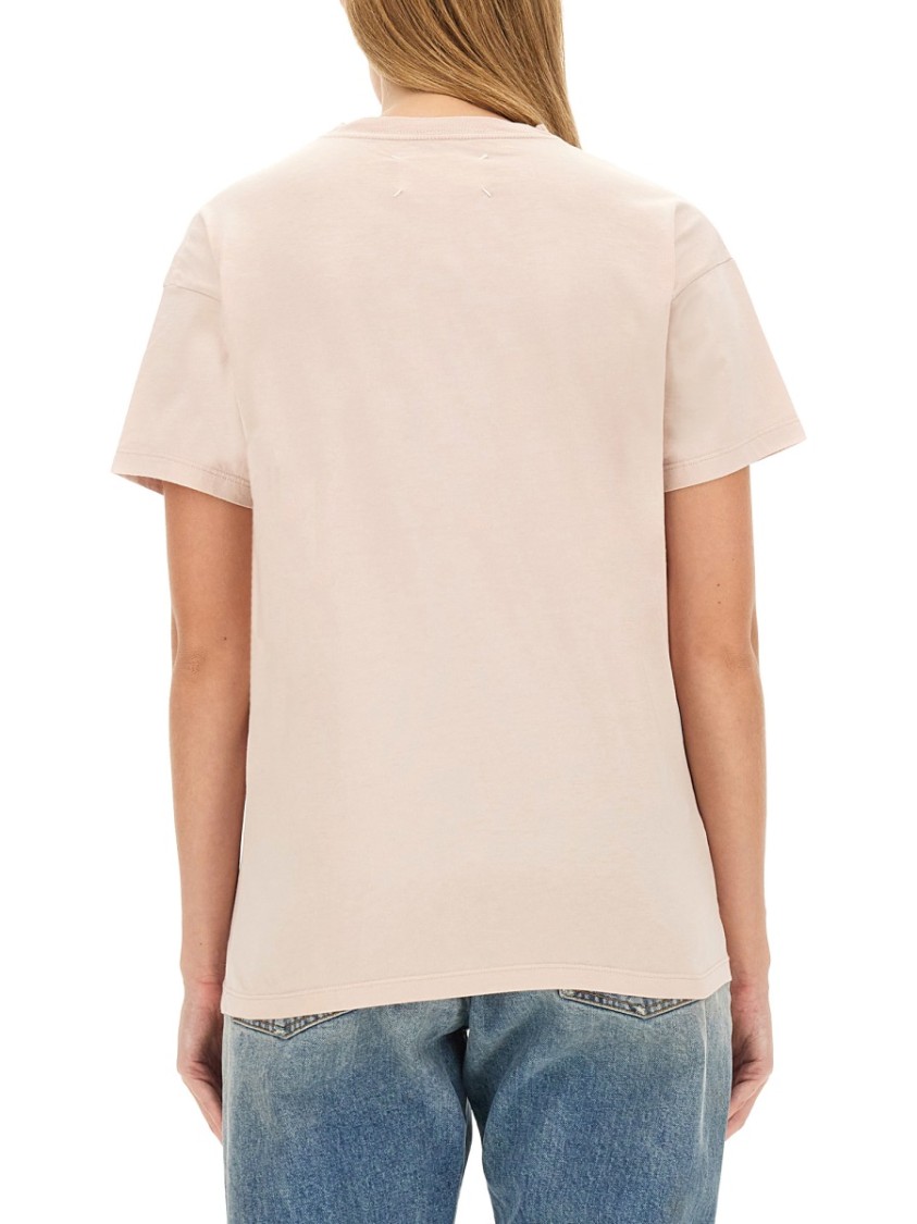 Maison Margiela T-shirt With Embroidered Logo In Neutrals