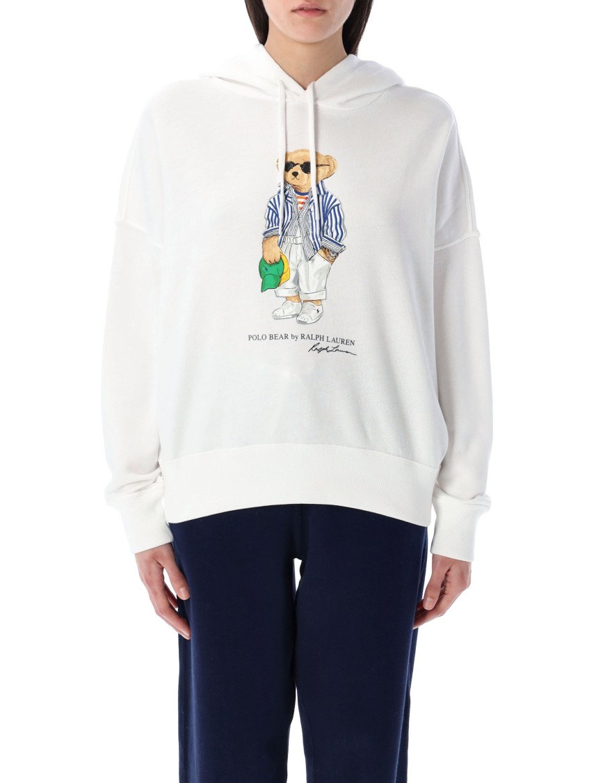 Polo Ralph Lauren Polo Bear Fleece Hoodie With Signature Detailing And Drawstring Hood In Gray