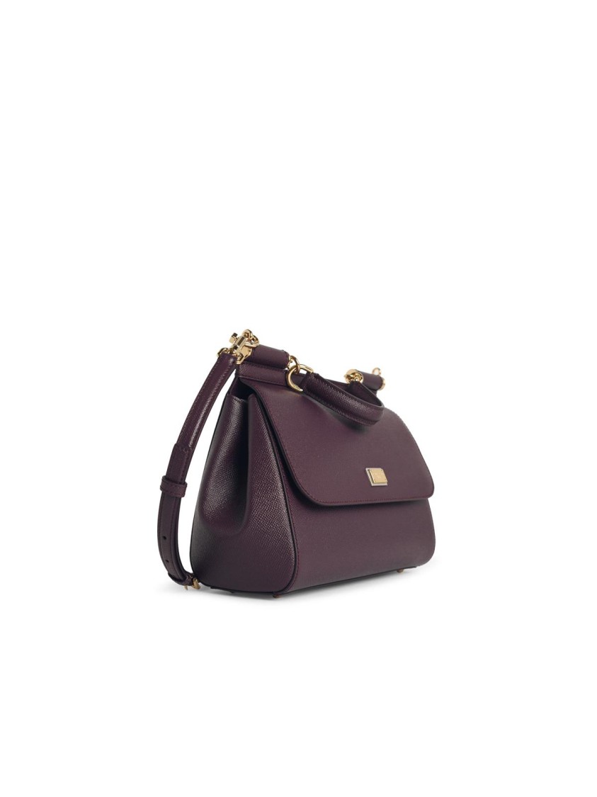 Dolce & Gabbana Large Sicily Handbag In Must-coloured Calf Leather In Black
