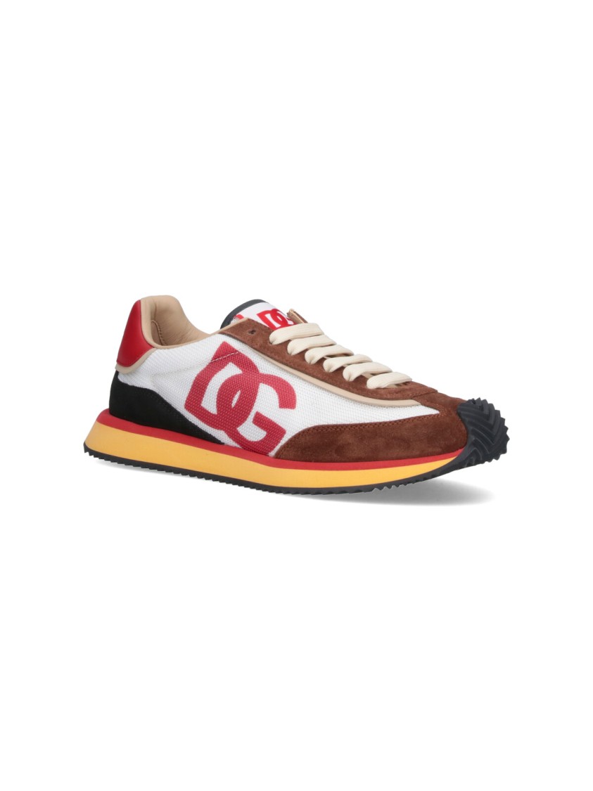 Dolce & Gabbana Mesh And Suede Dg Cushion Sneakers In White