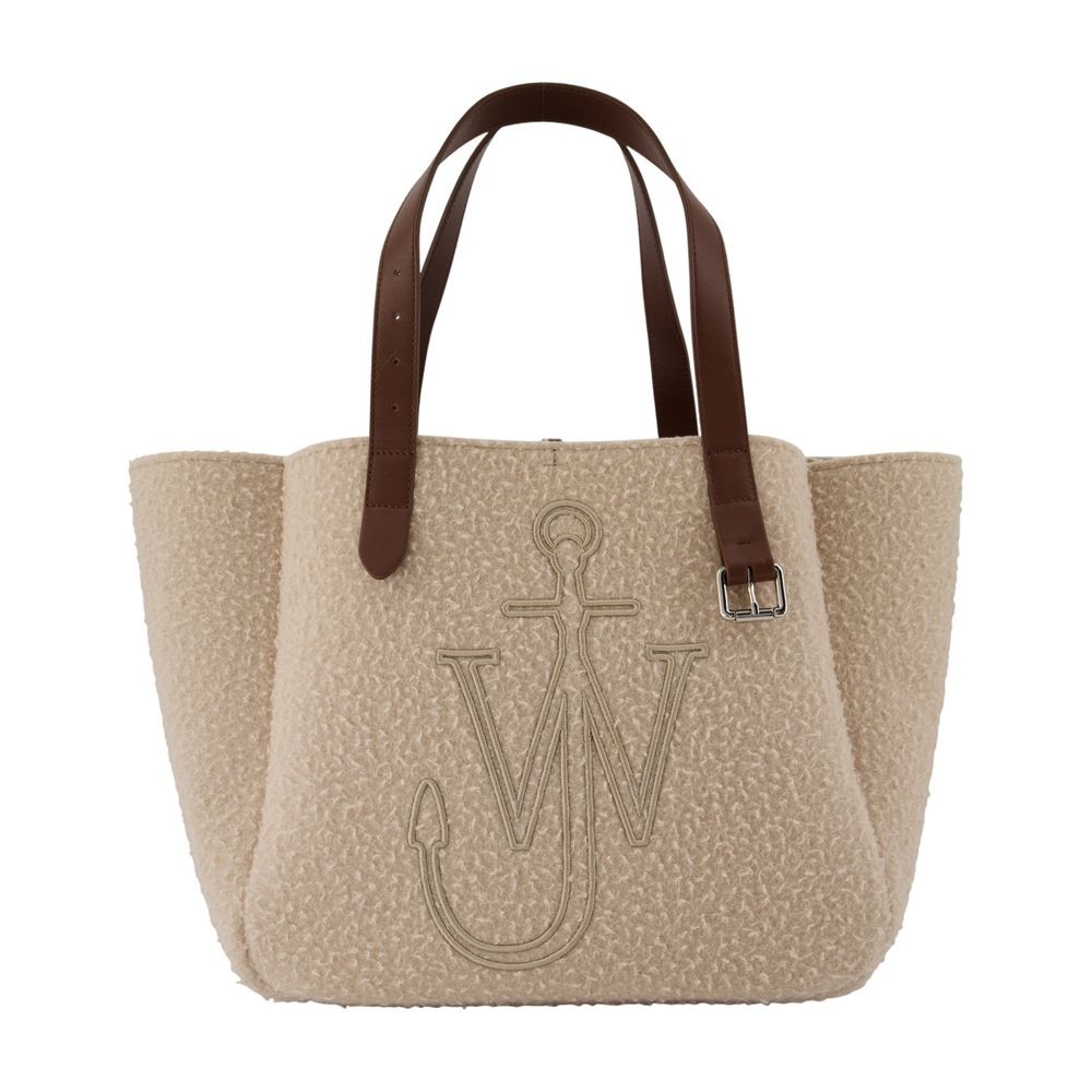 Jw Anderson Beige Fabric Belt Shopping Bag In Pink