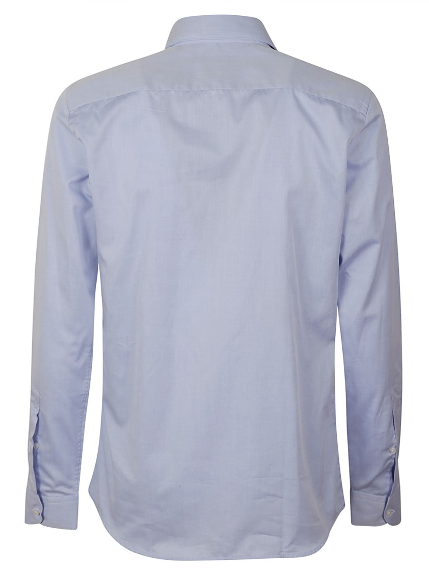 Fay French Collar Long-sleeved Shirt With Button-down Front In Blue