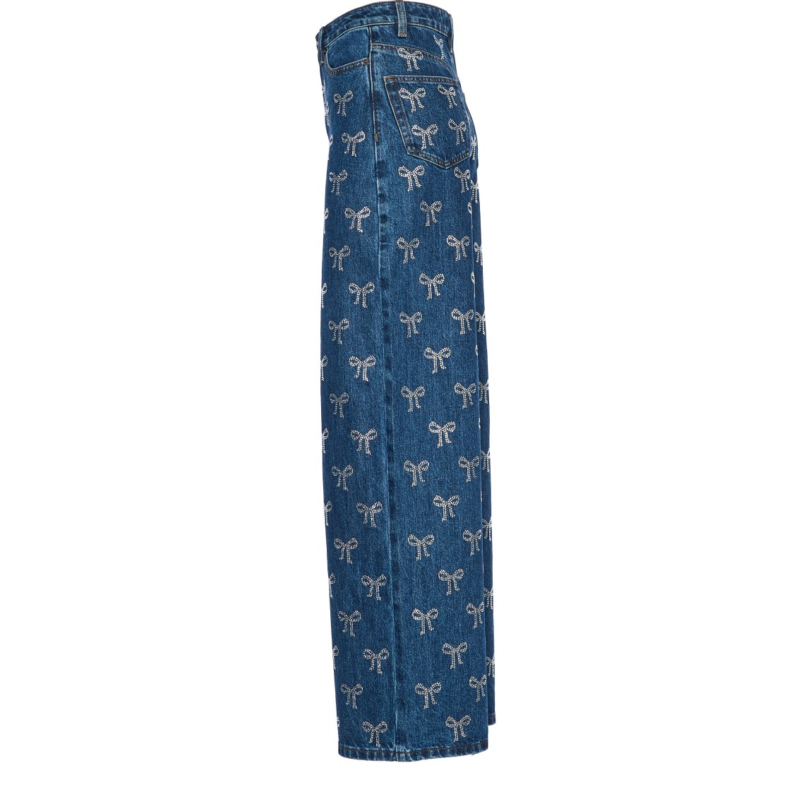 Shop Self-portrait Blue Jeans With Rhinestone Bows