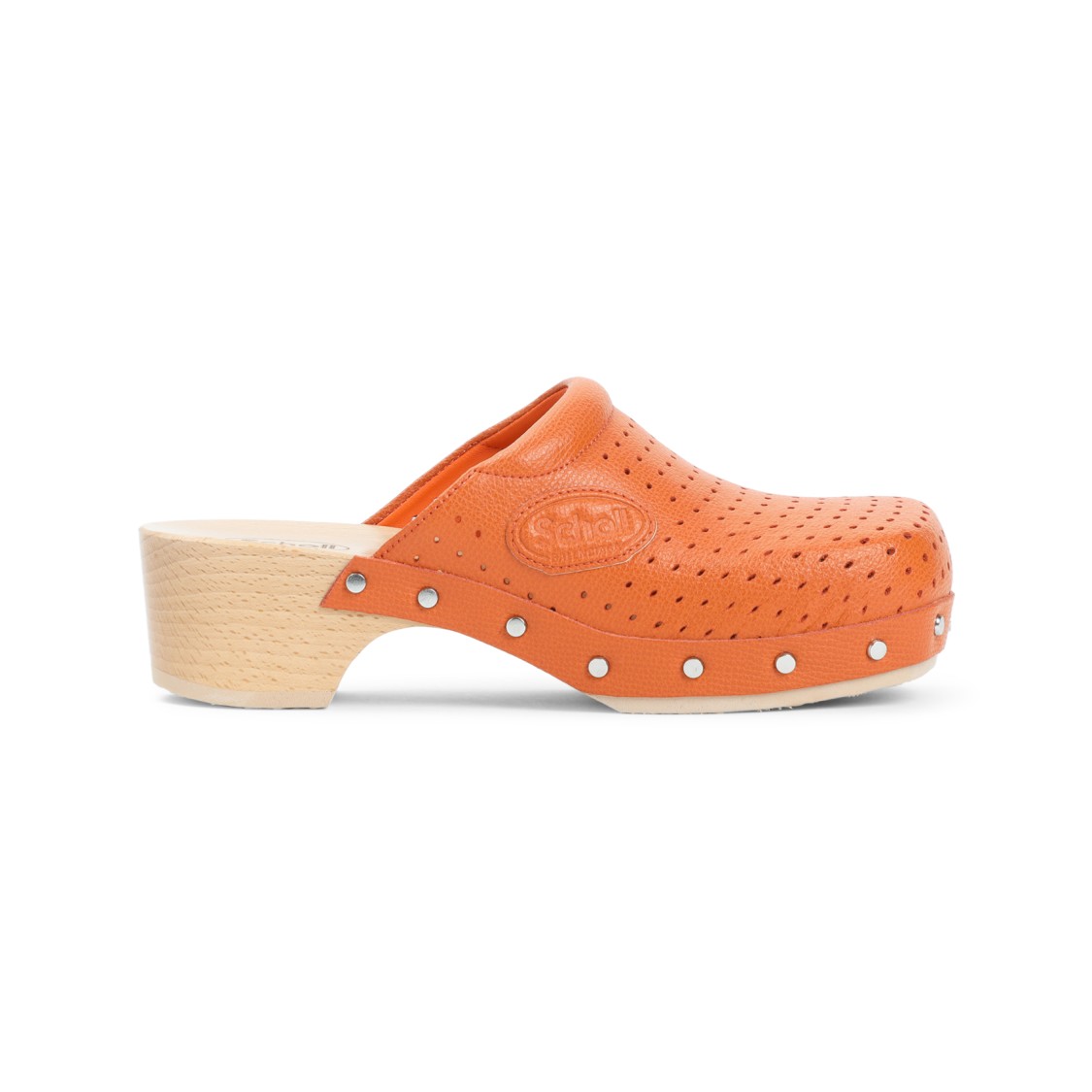 Balenciaga Pastel Orange Calf Leather Scholl Clog Mule In Orange