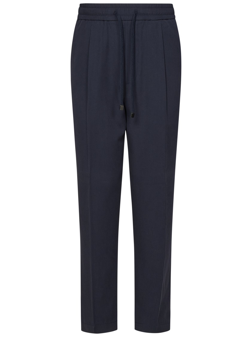 Jacob Cohen Navy Blue Straight-leg Trousers With Drawstring Waist