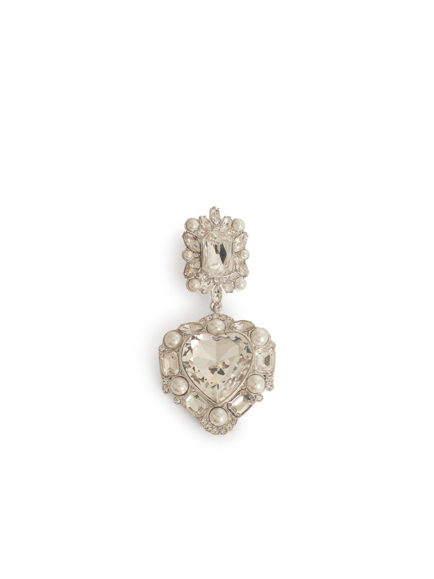 Self-portrait Self Portrait Crystal Pearl Heart Earrings