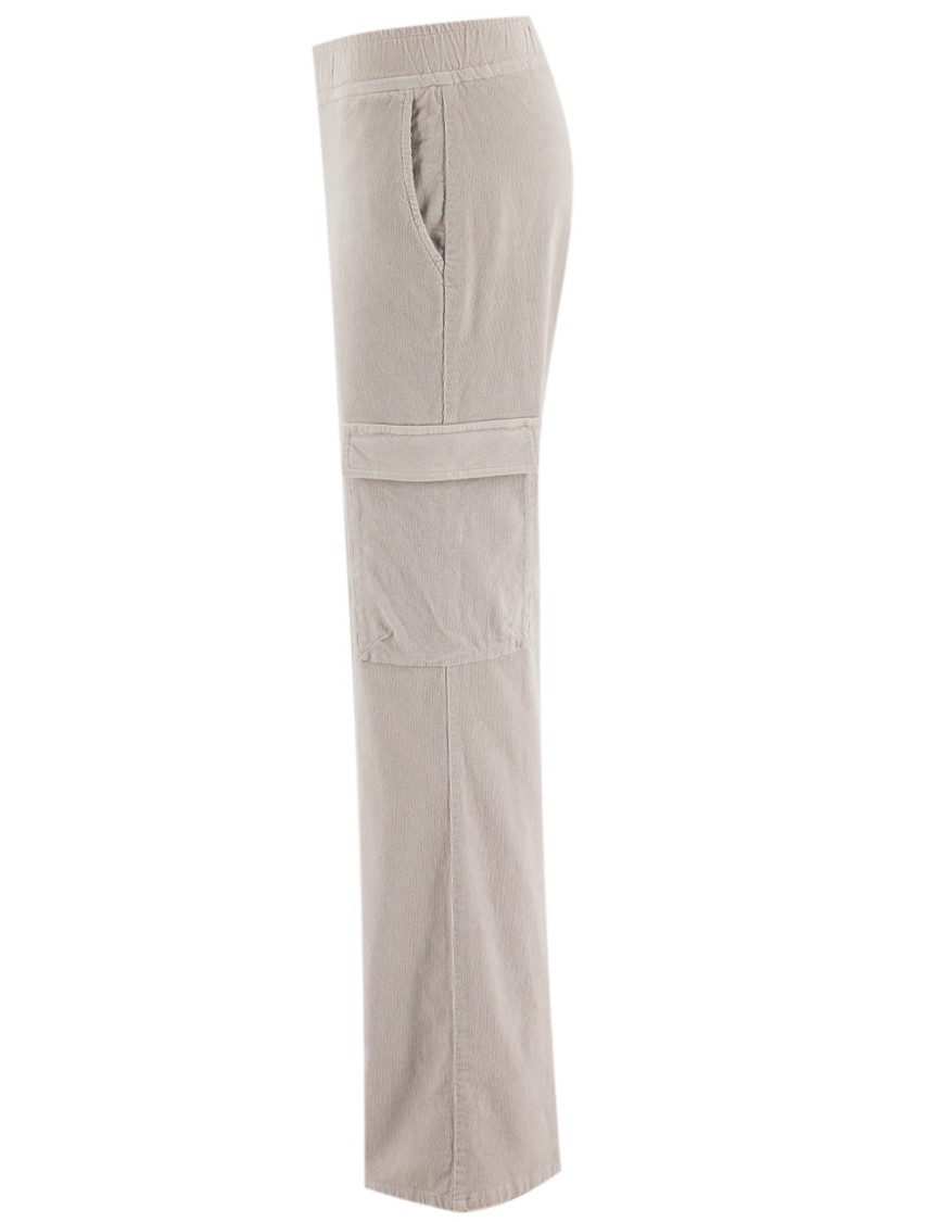 Panicale Fine-ribbed Trousers With Elasticated Waist In Neutral