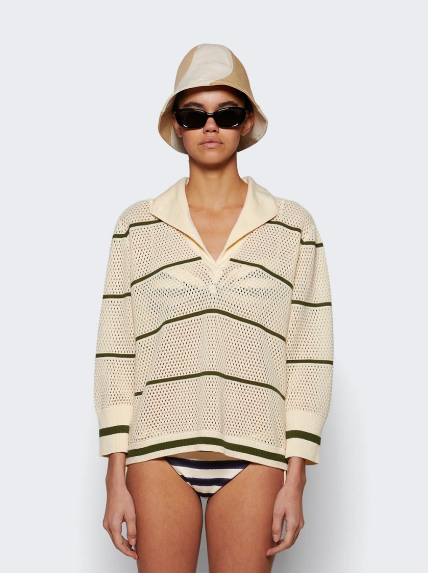 JOHANNA ORTIZ JOHANNA ORTIZ POCA VELA TOP ECRU AND GREEN