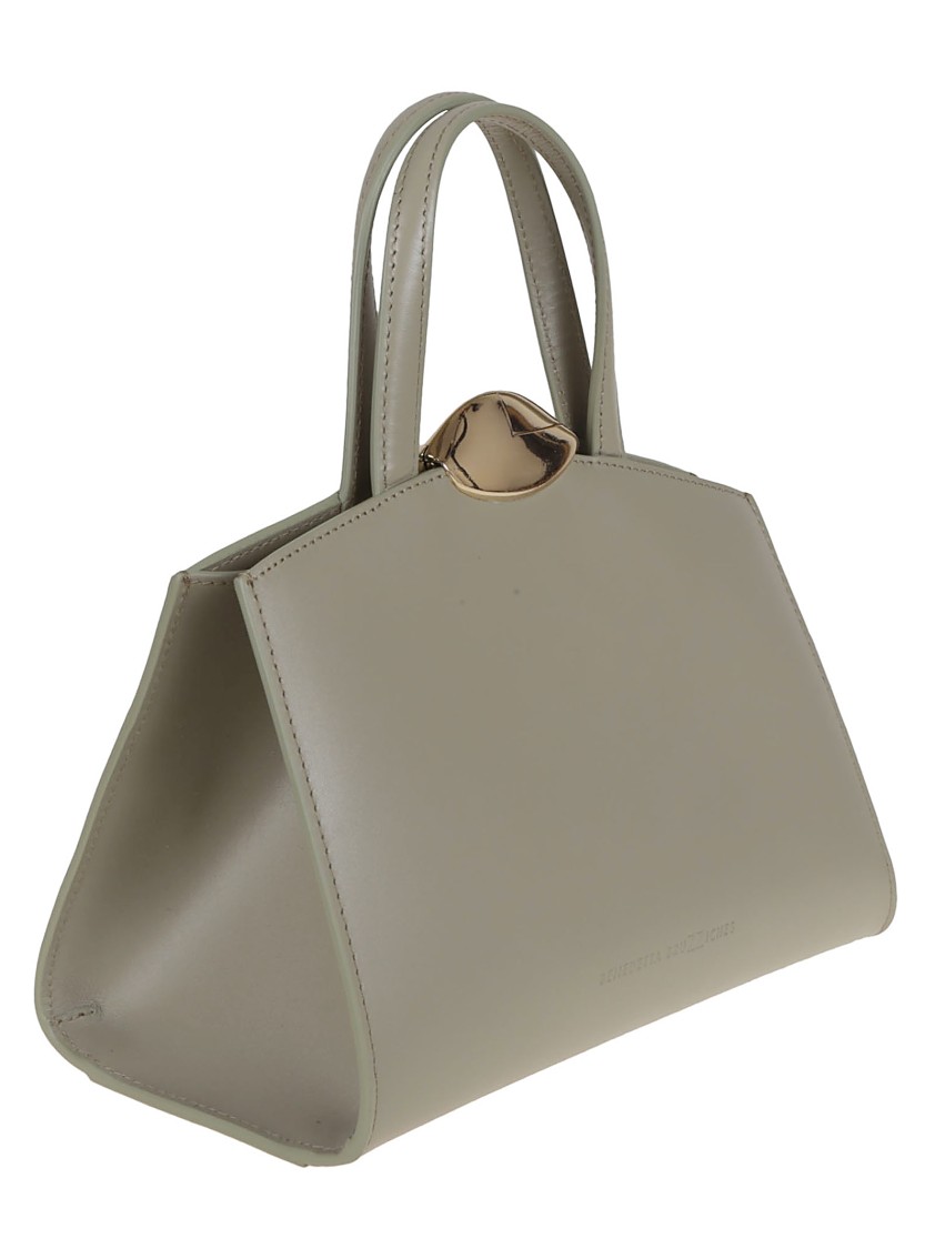 Benedetta Bruzziches Compact Calf Leather Clutch With Gold-tone Clasp