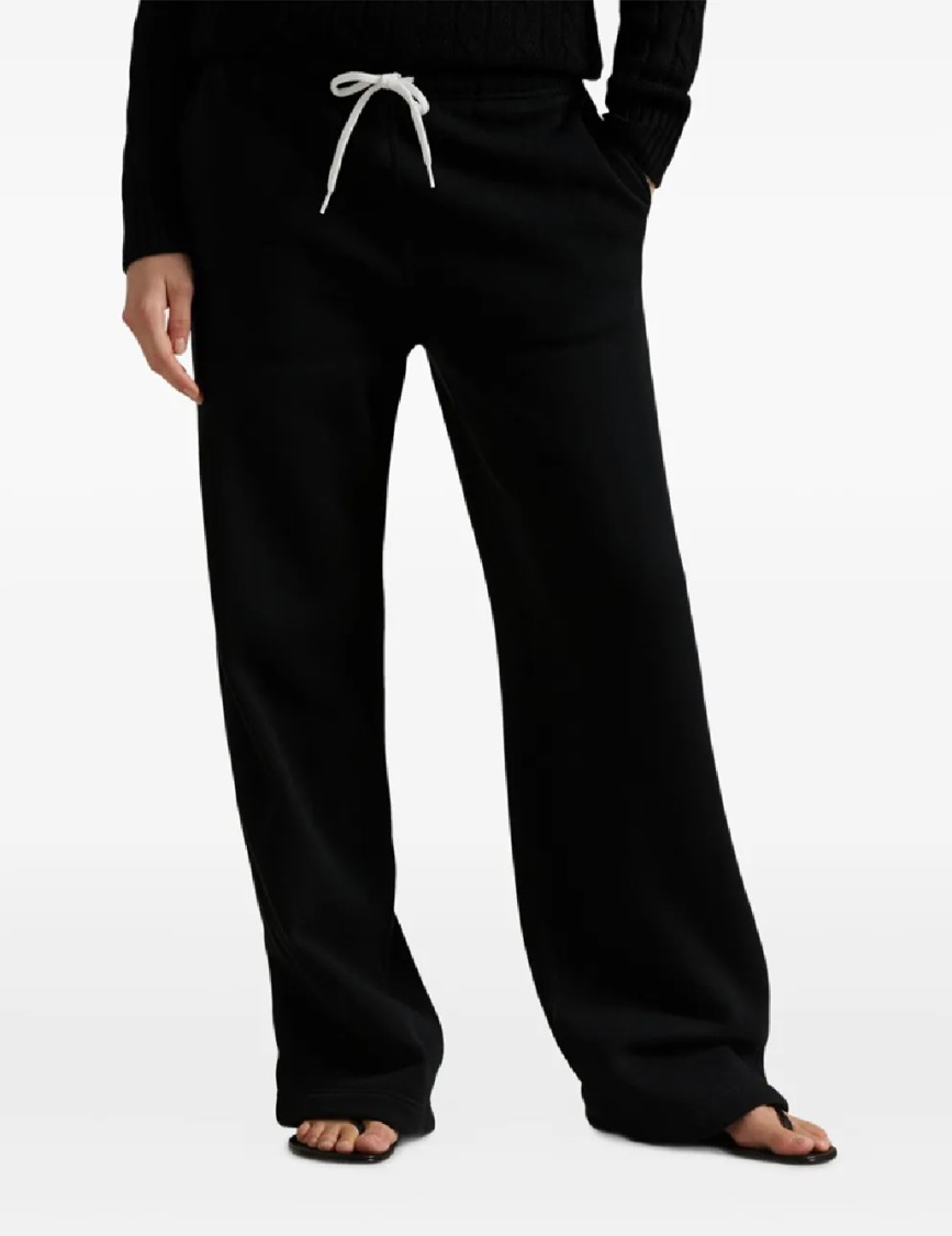 Polo Ralph Lauren Relaxed Fit Knit Open Bottom Trousers With Adjustable Waistband In Black