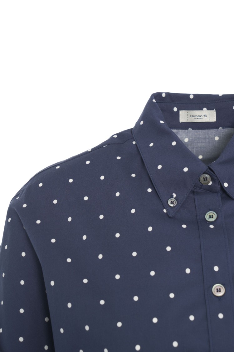 Himon's Himons Polka Dot Print Blouse With Button-down Collar In Blue