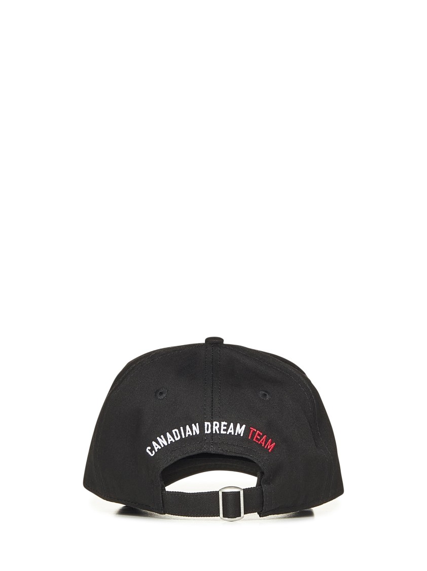 Dsquared2 Distressed Black Cotton Baseball Cap With Logo Embroidery In Black