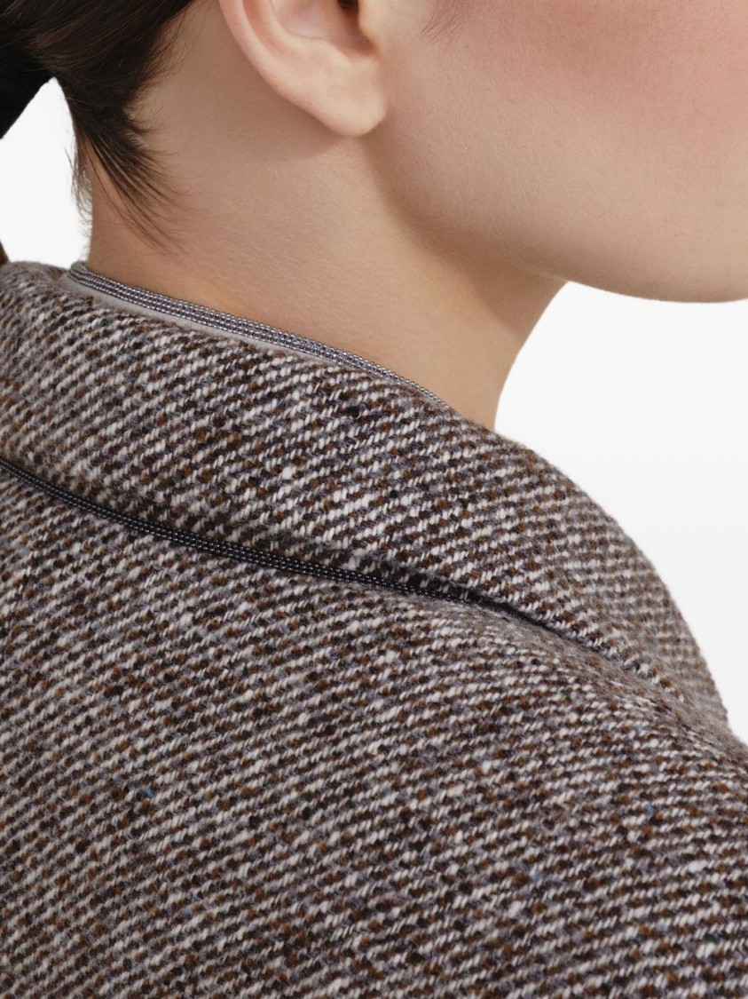 Brunello Cucinelli Wool Double-breasted Jacket With Front Pockets In Gold