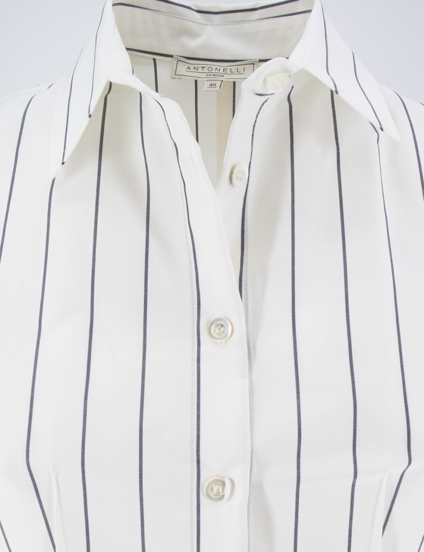 Antonelli Button-fastening Striped Midi Dress With Short Sleeves