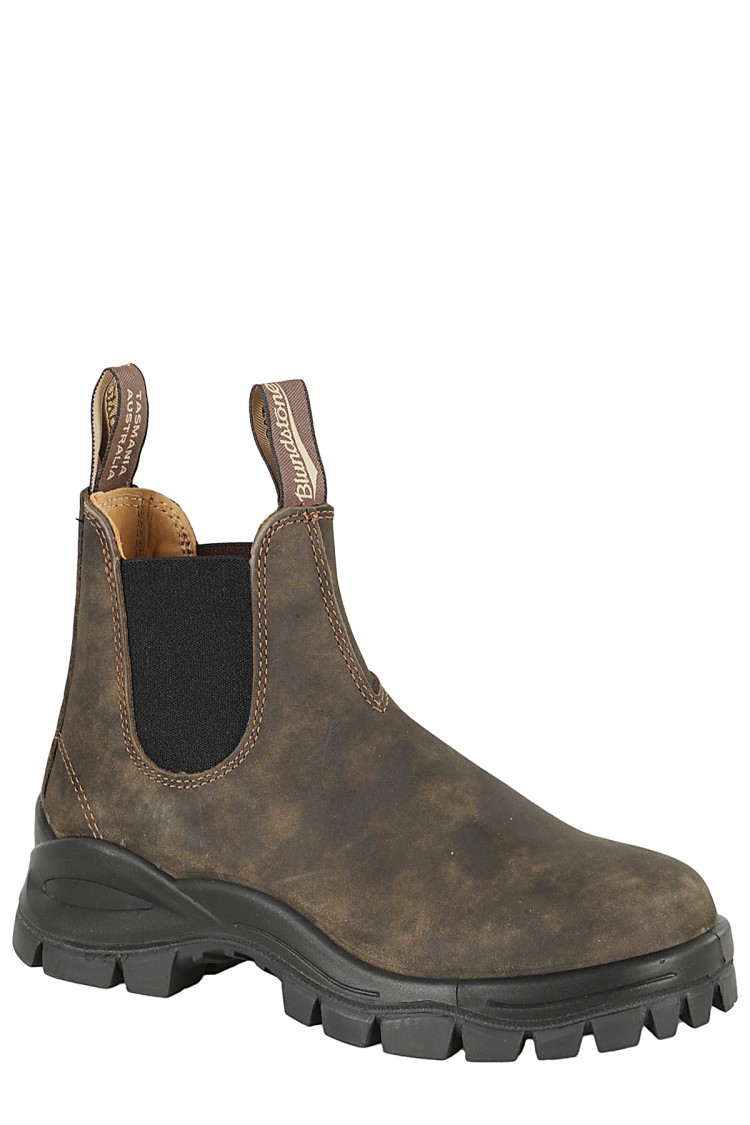 Blundstone High Rubber Sole Brown Leather Boot In Brown