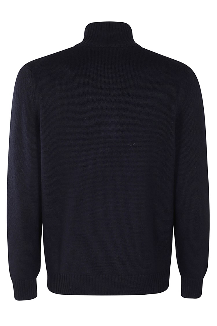 Fay Shaved Wool Knit Pullover In Blue