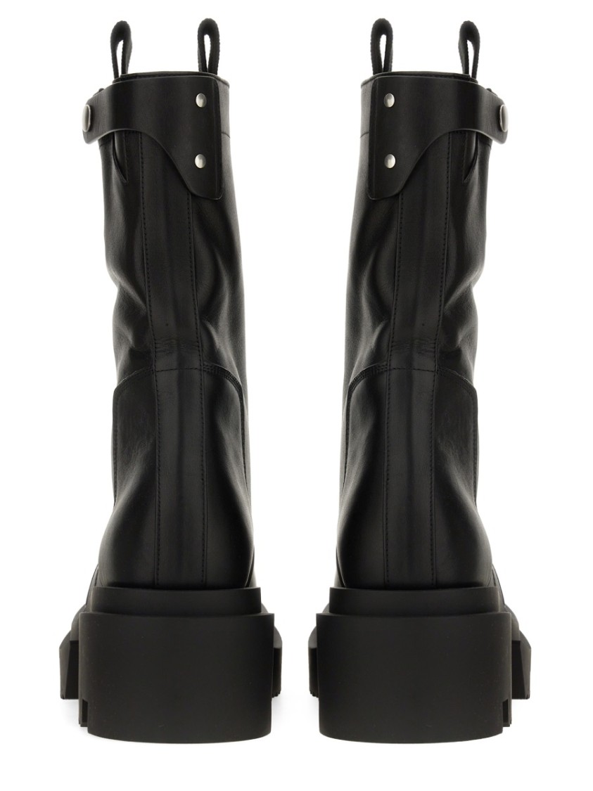 Rick Owens Block Heel Mid-calf Leather Boots In Black