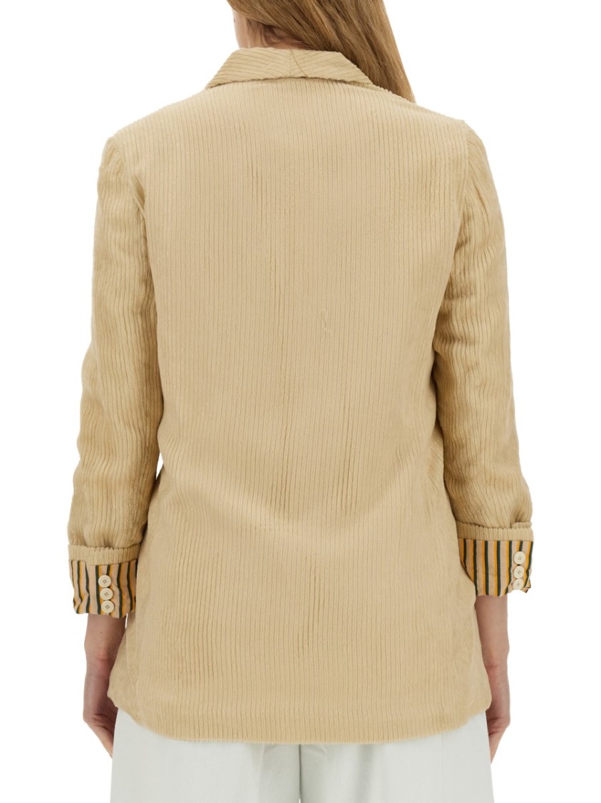 Alysi Double-breasted V-neck Blazer In Neutrals