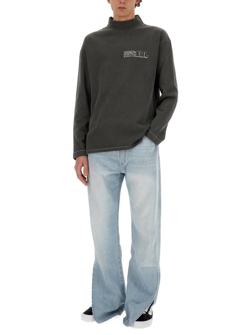 ERL ERL PRINT T-SHIRT WITH HIGH NECKLINE AND LONG SLEEVES