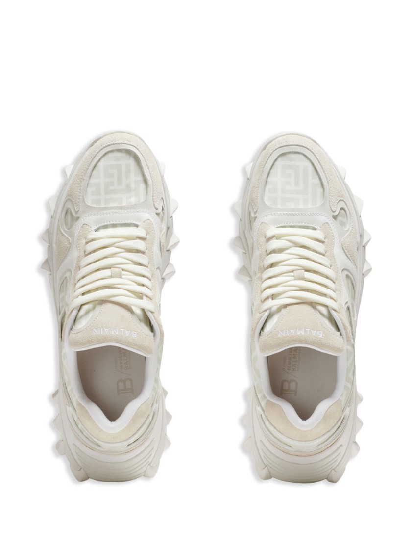 Balmain Trainers Combining Suede And Nylon With Sole In White