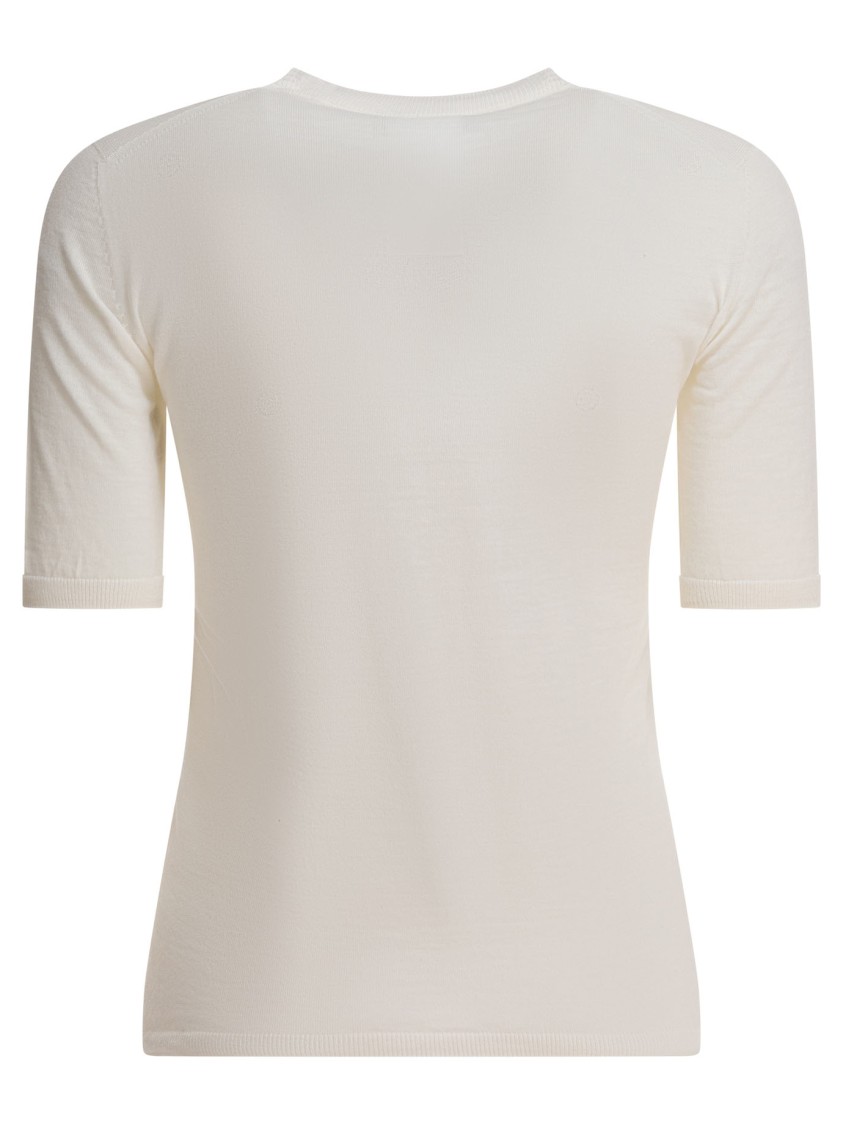 Max Mara Crew Neck Ribbed Cuffs Short Sleeves In White