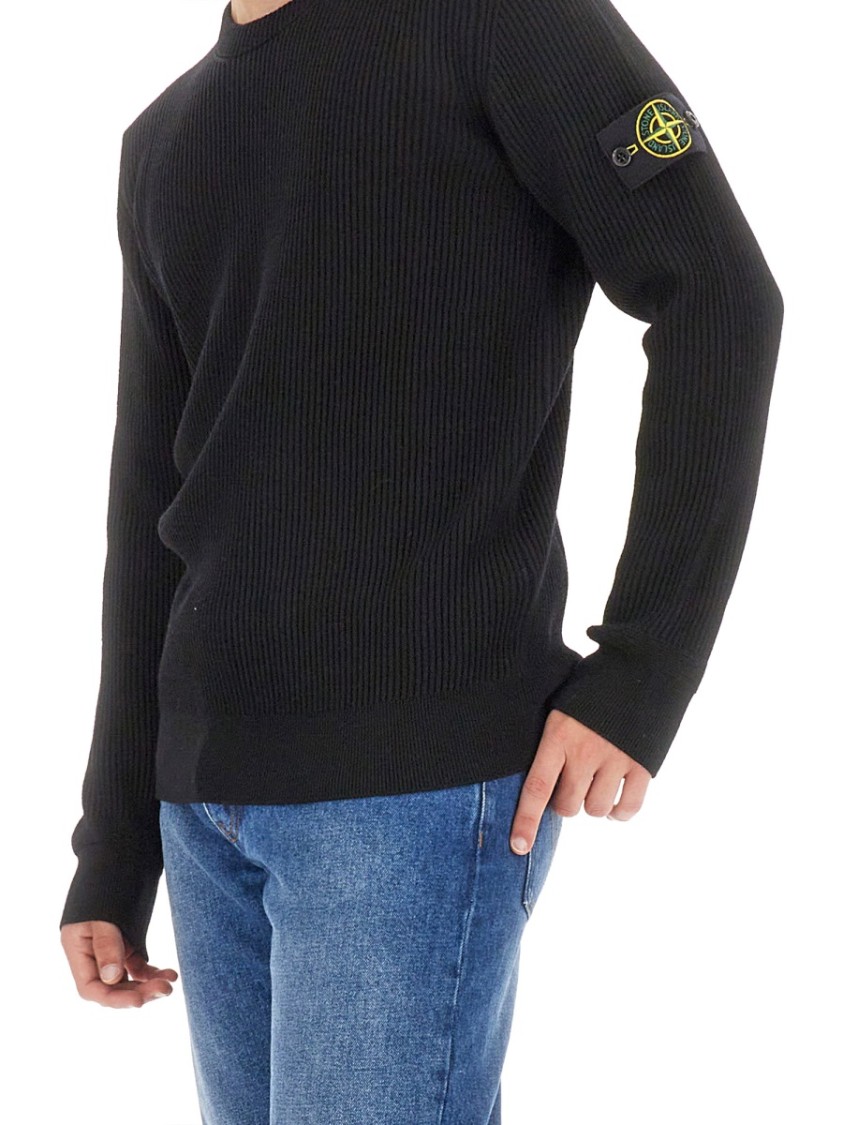 Shop Stone Island Black Ribbed Texture Jersey