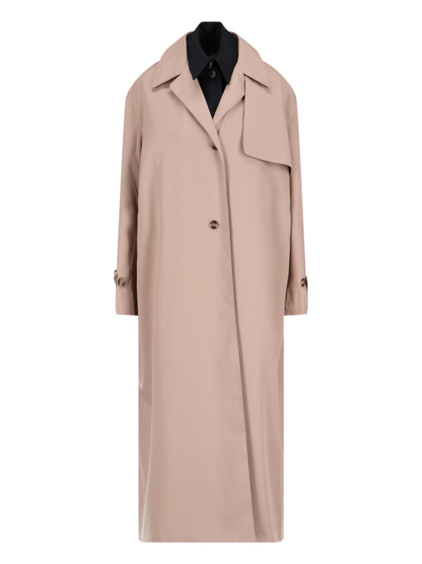 Shop Rokh Beige Double Layer Trench Coat In Black