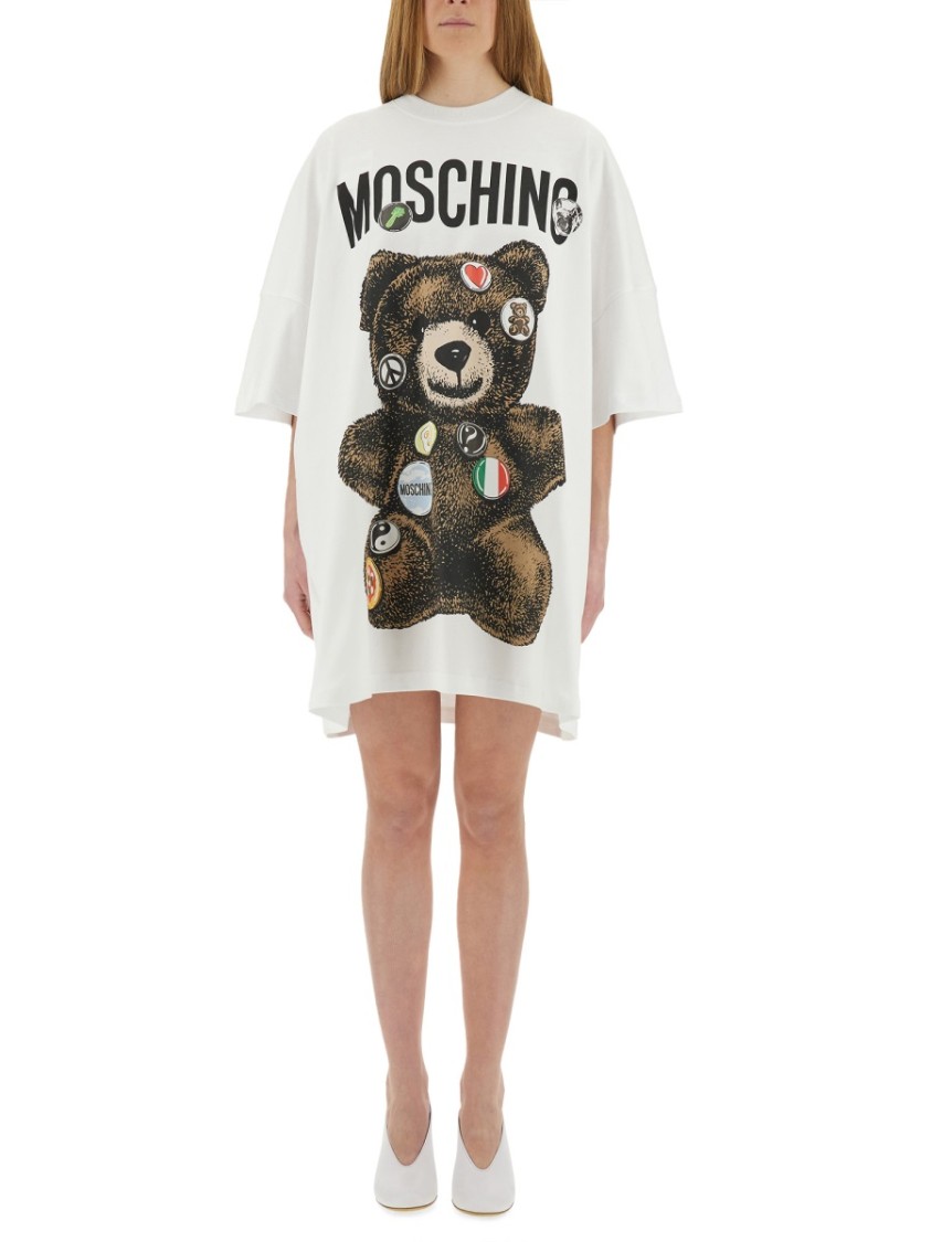 Moschino Crew Neck Graphic Print T-shirt Short Sleeves In White