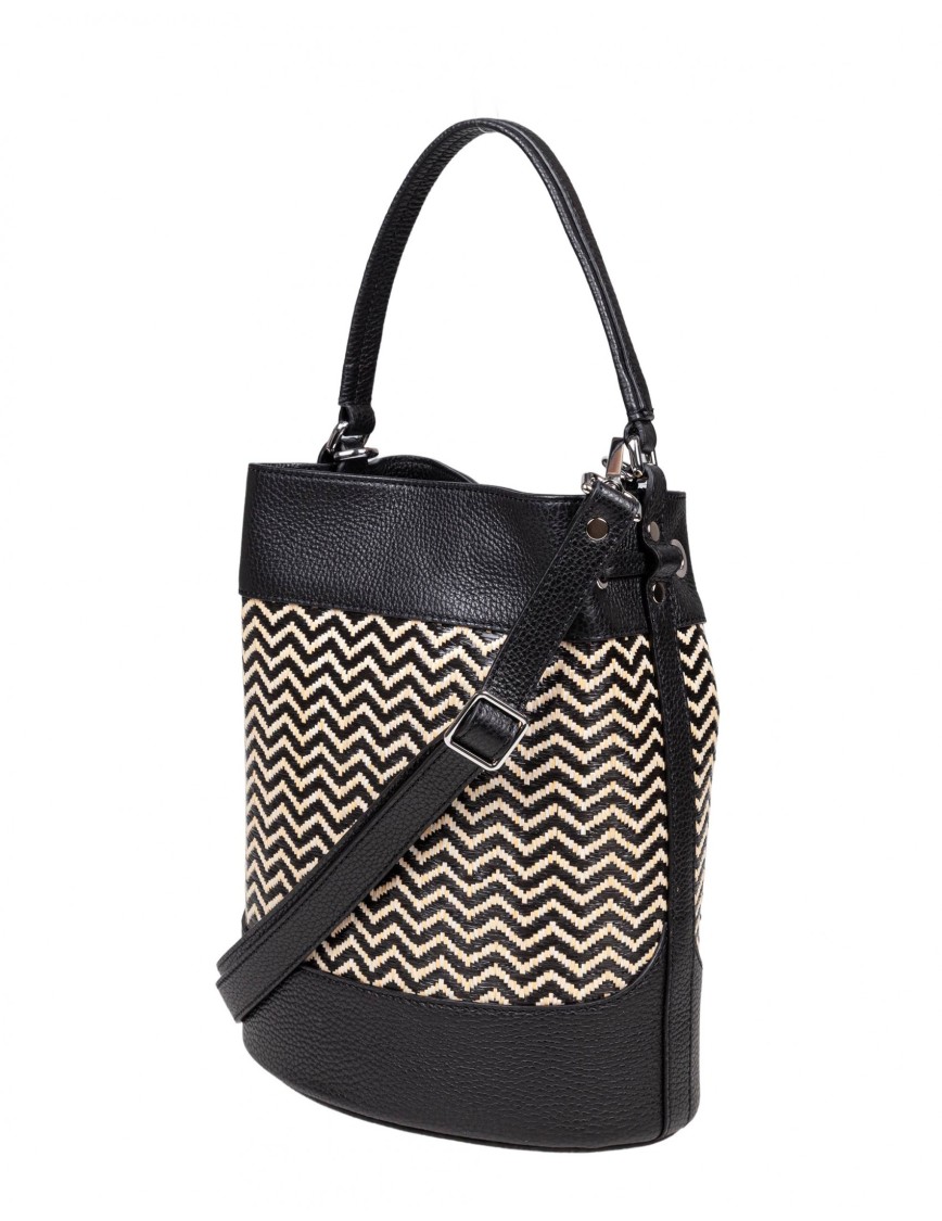 Zanellato Bucket Bag In Leather And Raffia In Neutrals