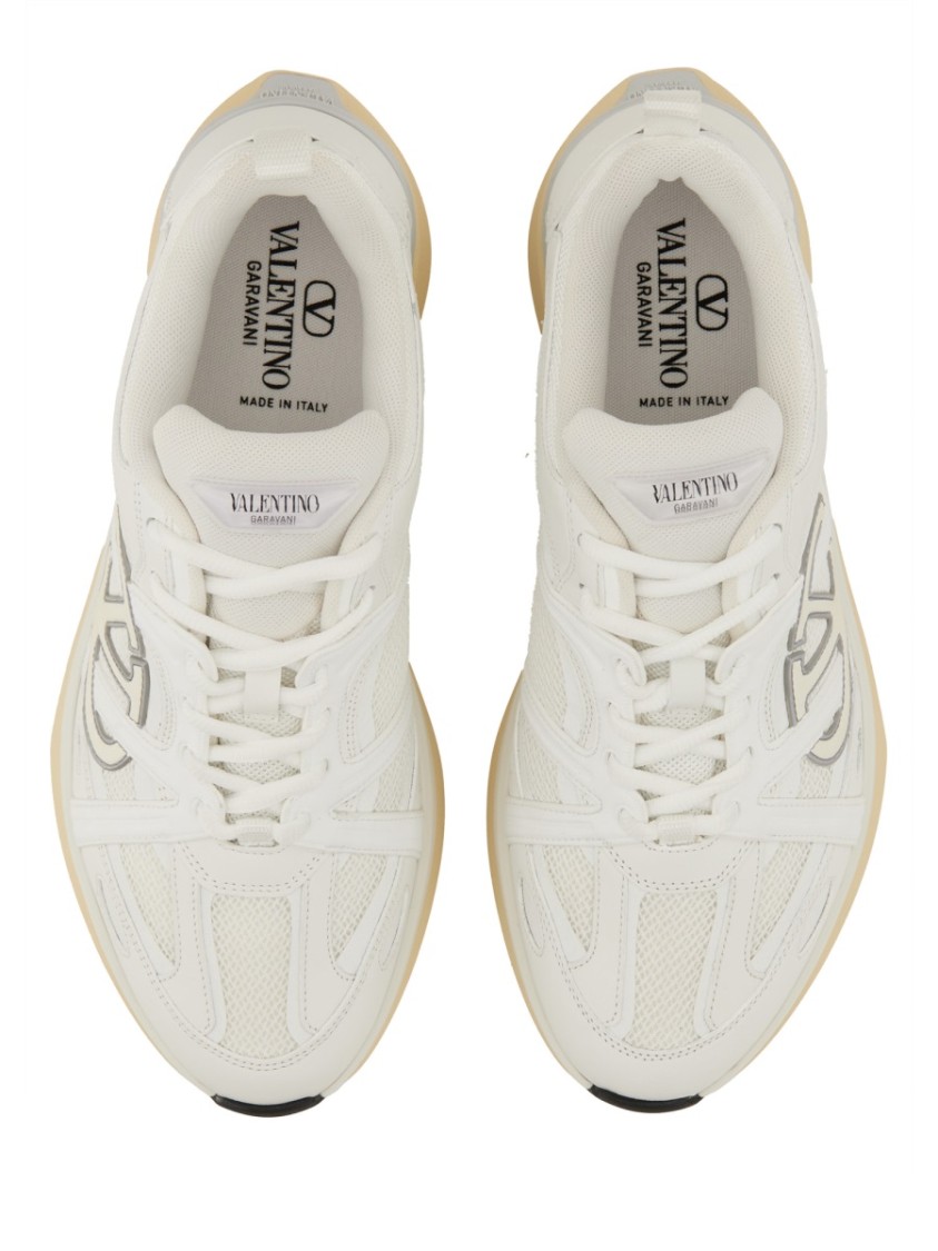 Valentino White Leather And Fabric Vlogo Easyjog Sneakers