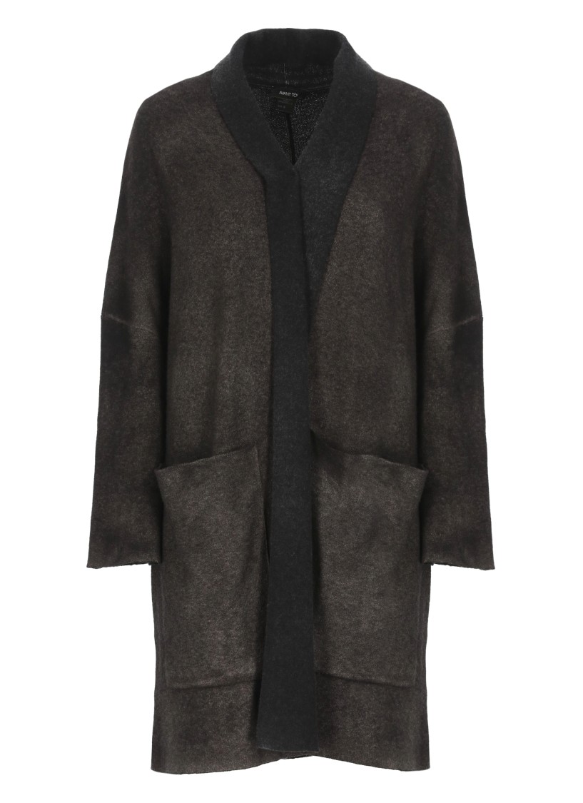 Avant Toi Dark Grey Wool And Cashmere Cardigan In Black
