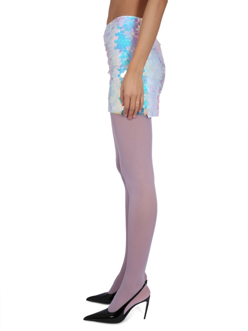 Nina Ricci Shimmering Sequin High Waist Mini Skirt In Grey