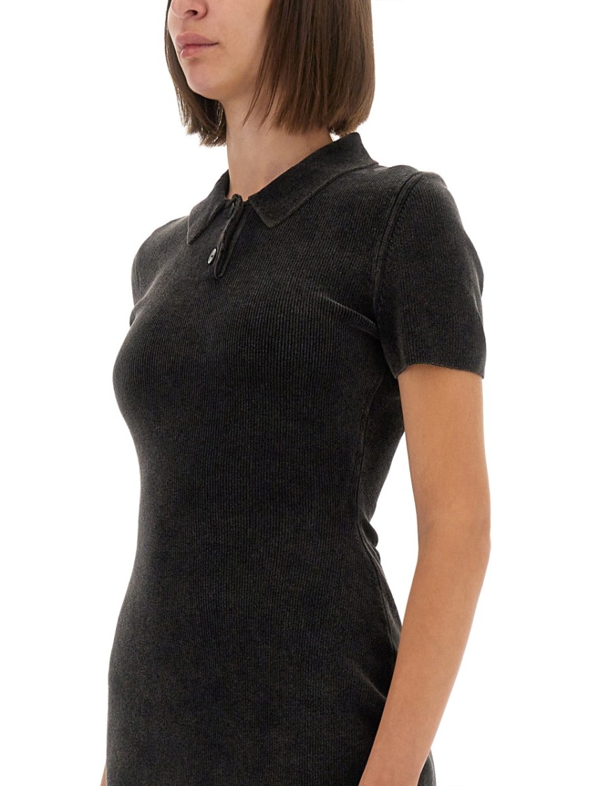 Alexander Wang Mini Dress With Polo Collar In Black