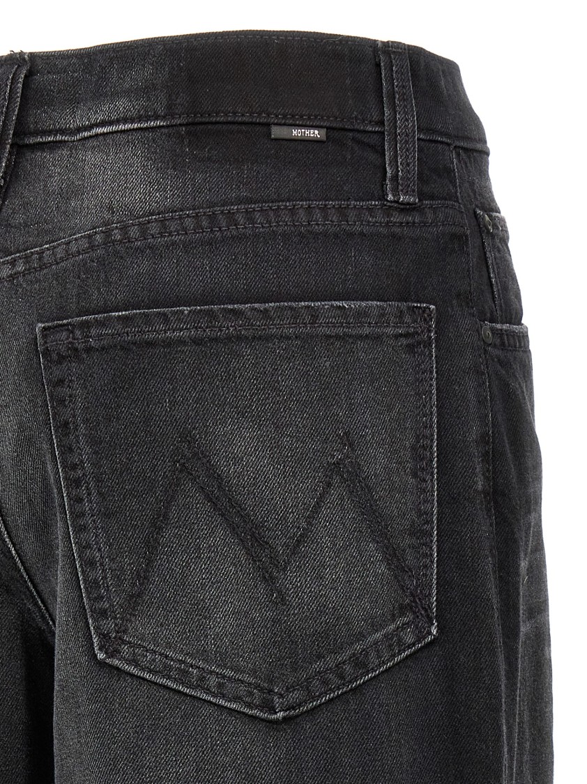 Mother Jeans Hustler Roller Sneak Fray In Black