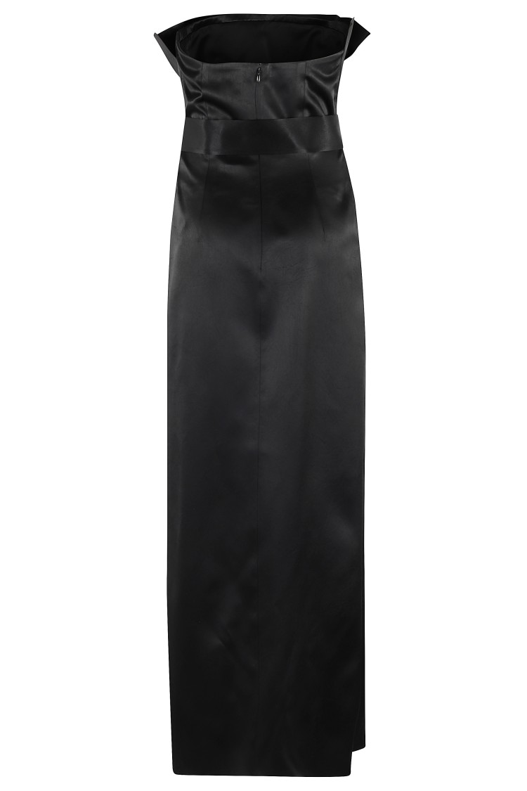 Shop Philosophy Di Lorenzo Serafini Bustier Dress In Structured Duchesse Fabric With Ruffle Details In Black