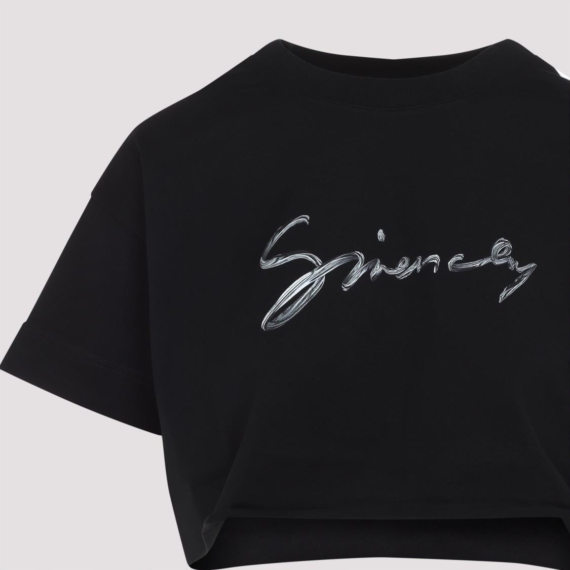 Givenchy Signature Logo Cropped T-shirt In Black