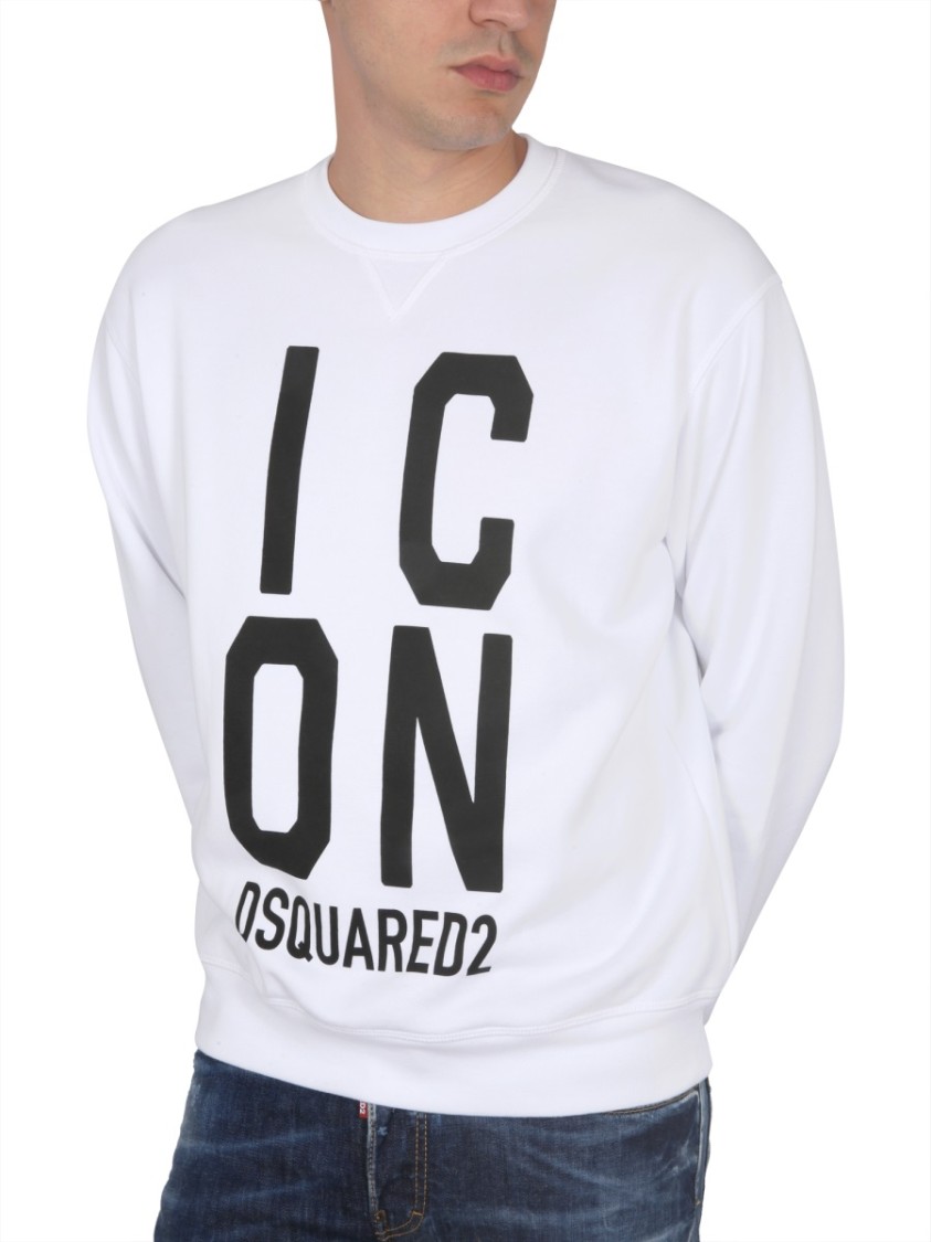 Shop Dsquared2 Logo-embellished Cotton Sweatshirt In White