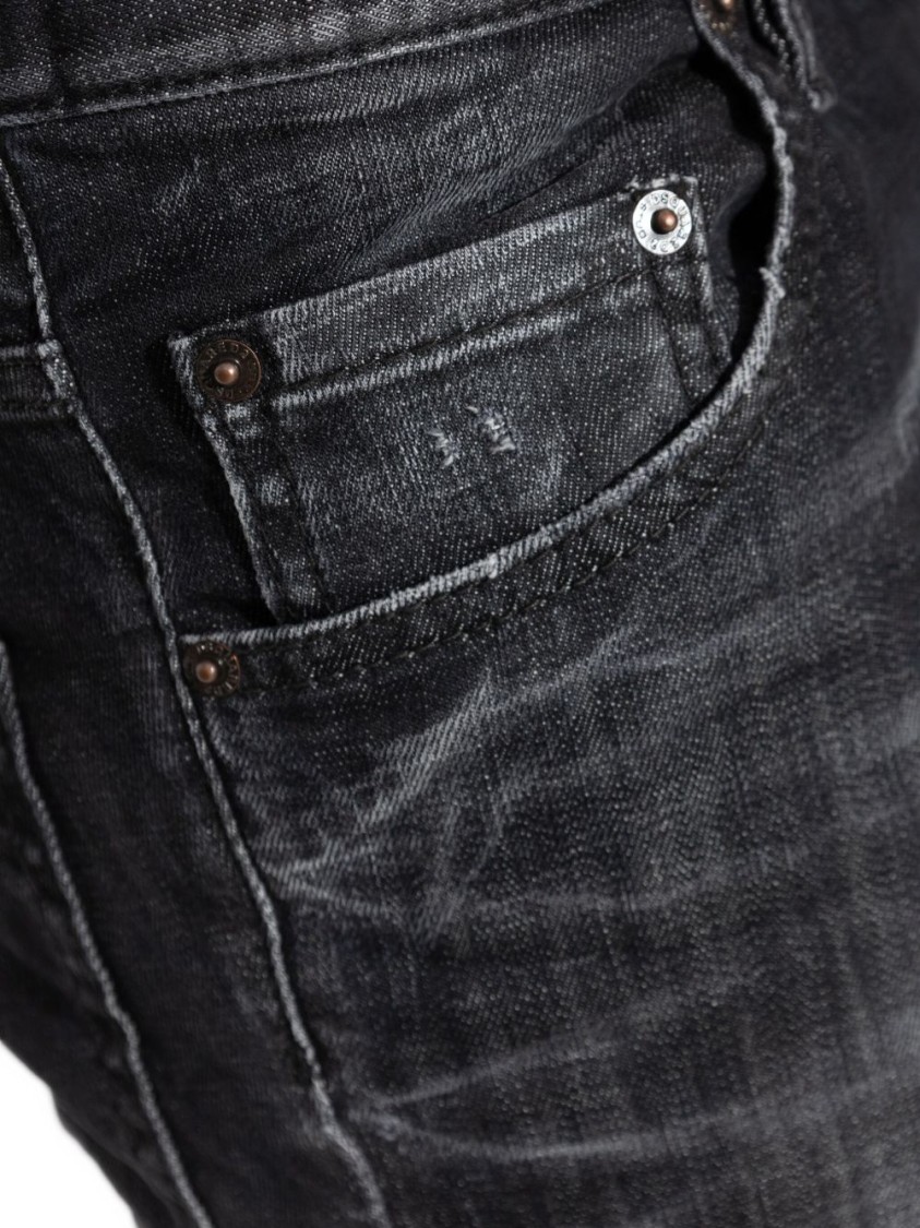 Dsquared2 Classic Black Cotton Jeans With Whiskering Effect In Black